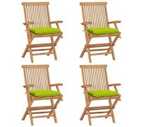 YUOTYRKTEJRSG Sedie da Giardino Cuscini Verde Brillante 4 pz Massello di Teaksdraio da giardino poltrone da giardino sedia sdraio da esterno sedie da esternoAdatto a patii da giardino