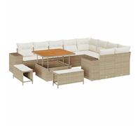 YUOTYRKTEJRSG Set divani modular | Set Divano da Giardino Modulare 12 Pezzi con Cuscini Beige Polyrattan, Angolare Resistente UV con Tavolo Altezza Regolabile,