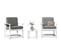 YUOTYRKTEJRSG Set Salotto da Giardino 3 pz Bianco in Legno Massello di Pinosedia sdraio da esterno sedie da esterno poltrone da giardino sdraio da giardinoAdatto a patii da giardino
