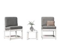 YUOTYRKTEJRSG Set Salotto da Giardino 3 pz Bianco in Legno Massello di Pinosedie da esterno poltrone da giardino sdraio da giardino sedia sdraio da esternoAdatto a patii da giardino