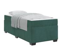 YUOTYRKTEJRSG Single Bed Frame Dark Green 90x190 cm Velvet Fabric with Mattress Upholstered Platform Box Spring Support Wood Slats Easy Assembly Guest Room