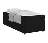 YUOTYRKTEJRSG Single Bed Frame with Mattress 90x200 cm Black Fabric Upholstered Engineered Wood Platform Bed with Medium Firm Pocket Sprung Mattress for Modern Bedroom Living Room Minimalist Design