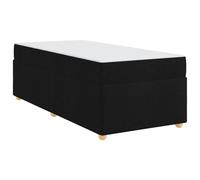 YUOTYRKTEJRSG Single Bed Frame with Mattress Black 100 x 200 cm Fabric Upholstered Wood Slat Support Medium Firm Pocket Spring Mattress Easy Assembly Modern Design