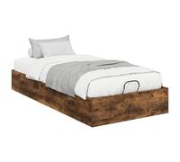 YUOTYRKTEJRSG Smoked Oak Ottoman Bed Frame with Gas Lift Storage 203 x 100 x 25 cm Upholstered Platform Bed Engineered Wood Easy Assembly Mattress Base No Box Spring Needed Modern Design