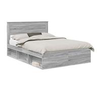 YUOTYRKTEJRSG Solid Pine Wood Bed Frame Grey Sonoma 140x190 cm Modern Minimalist Design with Headboard Slatted Base Support 240 kg Max Load for Bedroom Guest Room Easy Assembly