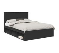 YUOTYRKTEJRSG Solid Pine Wood Bed Frame King Size 140x200cm Black Modern Design Slatted Base Mattress Support Urban Bedroom Furniture with Headboard