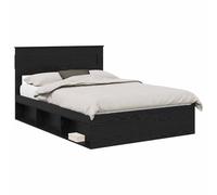 YUOTYRKTEJRSG Solid Pine Wood Bed Frame King Size 150x200 cm Black Modern Minimalist Design Slatted Base Support Up to 200 kg with Headboard Easy Assembly for Bedroom Guest Room