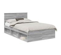 YUOTYRKTEJRSG Sonoma Grey Bed Frame with Headboard 135x190 cm Upholstered Fabric Storage Platform No Box Spring Needed Easy Assembly Modern Double Size Design for Bedroom Guest Room