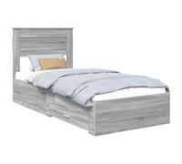 YUOTYRKTEJRSG Sonoma Grey Bed Frame with Storage Drawers 90x190 cm Single Engineered Wood Platform Bed Base Slatted Headboard Space Saving Urban Modern Design