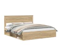 YUOTYRKTEJRSG Sonoma Solid Pine Wood Bed Frame 180x200 cm Super King Size Mattress Base with Headboard Modern Minimalist Design Strong Slatted Support Easy Assembly