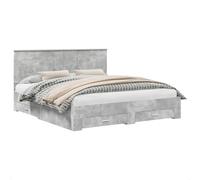 YUOTYRKTEJRSG Storage Bed Frame with Headboard Grey Cement 180x200 cm Engineered Wood Queen Size Bed with Drawers, Durable Slatted Base, Modern Design for Bedroom Guest Room