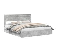 YUOTYRKTEJRSG Storage Bed Frame with Headboard Grey Cement King Size 200 x 200 cm Engineered Wood Platform Bed with Drawers for Bedroom Guest Room Heavy Duty No Box Spring Needed Easy Assembly