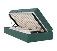 YUOTYRKTEJRSG Storage Bed Frame with Mattress Dark Green 90 x 190 cm Velvet Upholstered Platform Bed with Drawer Space Saving Design for Bedroom Guest Room Modern Minimalist