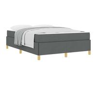 YUOTYRKTEJRSG Struttura del letto Grigio scuro 140 x 190 cm Tessuto Modern Upholstered Bed Frame with Fabric Headboard, Sturdy Wooden Slats Support, Easy Assembly for Bedroom Living Room Guest Room