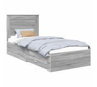 YUOTYRKTEJRSG Struttura del letto Grigio Sonoma e Argento 75 x 190 cm Upholstered Bed Frame with Headboard Engineered Wood Sturdy Platform No Box Spring Needed for Bedroom Guest Room