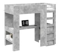 YUOTYRKTEJRSG Struttura letto a castello con scrivania Grigio cemento Loft Bed with Desk Space Saving Modern Single Frame for Small Room Study Area Durable Engineered Wood Multilayer Gray