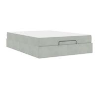 YUOTYRKTEJRSG Struttura letto con materasso 2 pcs Grigio chiaro Velluto Queen Upholstered Platform Bed Frame with Storage Drawers Memory Foam Mattress Set Modern Velvet Bedroom Suite Easy Assembly