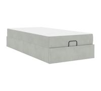 YUOTYRKTEJRSG Struttura letto con materasso 2 pcs Grigio chiaro Velluto Single Bed Frame with Storage Drawers High Density Foam Mattress Easy Assembly Modern Velvet Upholstered Bedroom Set 80x200 cm