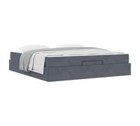 YUOTYRKTEJRSG Struttura letto con materasso 2 pcs Grigio Sfumato Velluto Modern Upholstered Bed Frame with Storage Drawers High Density Foam Mattress in Grey Velvet Easy Assembly