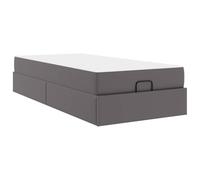 YUOTYRKTEJRSG Struttura letto con materasso Altro 2 pcs Grigio PVC Grey Single Bed Frame with Foam Mattress Set Compact Storage Solution for Small Bedrooms Modern Minimalist Design