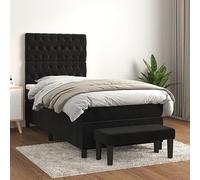 YUOTYRKTEJRSG Struttura letto con materasso Altro 2 pcs Nero PVC Modern Bed Frame with Mattress Set 80x200cm Black Matte Finish Storage Solution Compact Single Bed for Bedroom Guest Room
