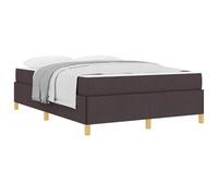 YUOTYRKTEJRSG Upholstered Bed Frame Dark Brown 140x190 cm Fabric Upholstered Platform Bed with Headboard Modern Wooden Slatted Base No Box Spring Needed Easy Assembly for Bedroom Guest Room