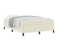 YUOTYRKTEJRSG Upholstered Bed Frame with Mattress Crema 140x190 cm Fabric Platform with Engineered Wood Slats Support Box Spring Needed No Breathable Double Size Bed for Bedroom Guest Room