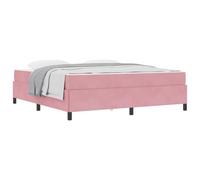 YUOTYRKTEJRSG Upholstered Bed Frame with Mattress Super King Size 180x200cm Pink Fabric Sturdy Engineered Wood Base Slatted Support 280kg Weight Capacity Modern Minimalist Design Easy Assembly