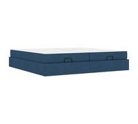 YUOTYRKTEJRSG Upholstered Bed Frame with Memory Foam Mattress 2pcs Super King Size 200x200cm Storage Drawers Navy Blue Fabric Modern Platform Bed with Headboard Easy Assembly