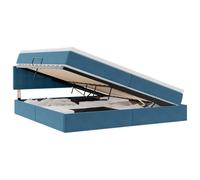 YUOTYRKTEJRSG Velluto con luci LED contenitore Moderno Blu scuro 200x200 cm | Letto con Contenitore e LED Blu Scuro 200x200 cm Velluto Moderno con Luci Integrate