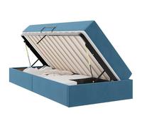 YUOTYRKTEJRSG Velvet Storage Bed Frame with Mattress Dark Blue 90x200 cm Modern Upholstered Ottoman Divan Set for Small Bedrooms Guest Room