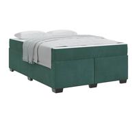 YUOTYRKTEJRSG Velvet Upholstered Bed Frame Dark Green 160x200 cm King Size with Pocket Spring Mattress Engineered Wood Frame Included Easy Assembly 200x160x66 cm
