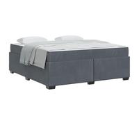 YUOTYRKTEJRSG Velvet Upholstered Bed Frame Dark Grey 180 x 200 cm Super King Size with Pocket Sprung Mattress Engineered Wood Slat Support 280 kg Weight Capacity for Bedroom Guest Room
