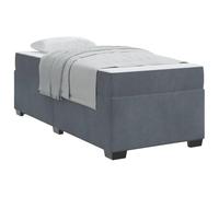 YUOTYRKTEJRSG Velvet Upholstered Bed Frame Dark Grey 80 x 200 cm with Pocket Spring Mattress Small Single Bed Engineered Wood Slatted Base 140 kg Capacity Guest Room Home Bedroom