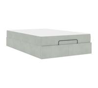 YUOTYRKTEJRSG Velvet Upholstered Bed Frame with High Density Foam Mattress 2 Pieces Light Grey Storage with Drawers Single Size 120x190 cm Easy Assembly Modern Platform Bed for Bedroom