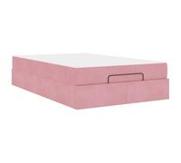 YUOTYRKTEJRSG Velvet Upholstered Bed Frame with High Density Foam Mattress 2 Pieces Set, Modern Platform Bed with Storage Drawers, Pink, 120x200 cm, Easy Assembly, for Small Bedrooms and Guest Rooms