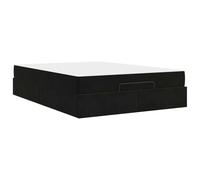 YUOTYRKTEJRSG Velvet Upholstered Bed Frame with High Density Foam Mattress 2pcs Modern Storage Divan Bed with Drawers Nero Black 160x200cm Easy Assembly
