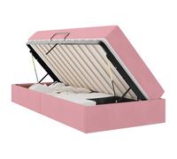 YUOTYRKTEJRSG Velvet Upholstered Queen Bed Frame with Storage & Memory Foam Mattress Included Pink 100 x 200 cm Modern Platform No Box Spring Needed