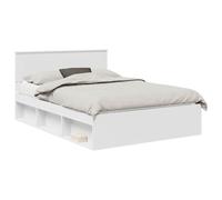 YUOTYRKTEJRSG White Bed Frame 140 x 200 cm Plywood Wooden Slatted Base Double Platform Bed Modern Simple Style No Box Spring Needed for Bedroom Guest Room