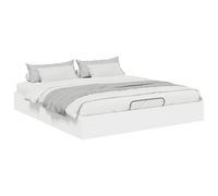 YUOTYRKTEJRSG White Ottoman Bed Frame 203x160x25 cm Engineered Wood King Size Storage Bed with Gas Lift Mechanism Easy Assembly No Box Spring Needed Modern Design 240 kg Max Load