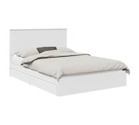 YUOTYRKTEJRSG White Storage Bed Frame with Drawers 140x200 cm Platform Slats Engineered Wood Queen Size Mattress Base Modern Minimalist Design Easy Assembly