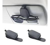 Yuoyar Supporto Magnetico per Occhiali da Sole per Auto, in Pelle, Porta Occhiali da Sole e Clip per Biglietti, Accessori per Visiera Auto, Confezione da 2 (Nero)