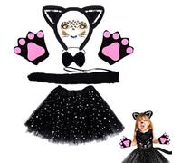 YUPDFGB Costume da gatto per bambini, costume da carnevale per bambini, gatto, set di travestimenti per carnevale, cosplay, feste, costume per carnevale, Halloween, motto