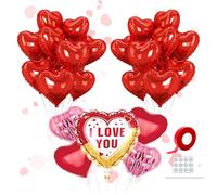 YUPDFGB Palloncini Cuore Rosa Rosso, 23 Pezzi 18 Pollici Palloncini in Foglio di Alluminio ad Elio per Compleanni Matrimonio Fidanzamento Anniversario Baby Shower San Valentino Decorazioni
