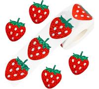 YUPEIUKLI 500 Pezzi Etichette adesive a Forma di Fragola Adesivo Decorativo Adesivo Rosso Etichetta Adesiva a Forma di Frutta per Buste Biglietti d'auguri
