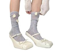YUPEIUKLI Calzini a Rete con Ricamo Floreale in Pizzo, a metà Polpaccio, in Nylon Elasticizzato Traspirante, con Fiori di Rosa, per Donne e Ragazze