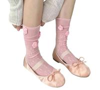 YUPEIUKLI Calzini a Rete con Ricamo Floreale in Pizzo, a metà Polpaccio, in Nylon Elasticizzato Traspirante, con Fiori di Rosa, per Donne e Ragazze