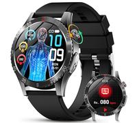 YUPENG Smartwatch Uomo con ECG+HRV/Acido Urico, 1.45" AMOLED Rotondo Orologio Fitness con Pressione Sanguigna/Cardiofrequenzimetro/Analisi Sonno 24H, SOS/IP68 per Android iOS