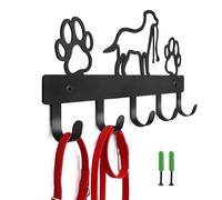 yupeuooe Appendiabiti per cani con 5 ganci, portachiavi in metallo, supporto da parete per cani e zampe, supporto per collare e per cani, 32 x 15 cm