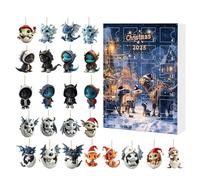 yupeuooe Calendario 'Avvento 2025 - Conteggio Alla Rovescia Natalizio a Forma di Drago con 24 Pendenti - Regalo Acrilico Da Collezione Per Recinto Salotto Finestra Parete Albero